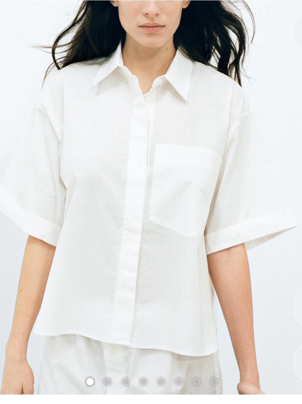Zara White Short-Sleeve Boxy Button-Down Shirt